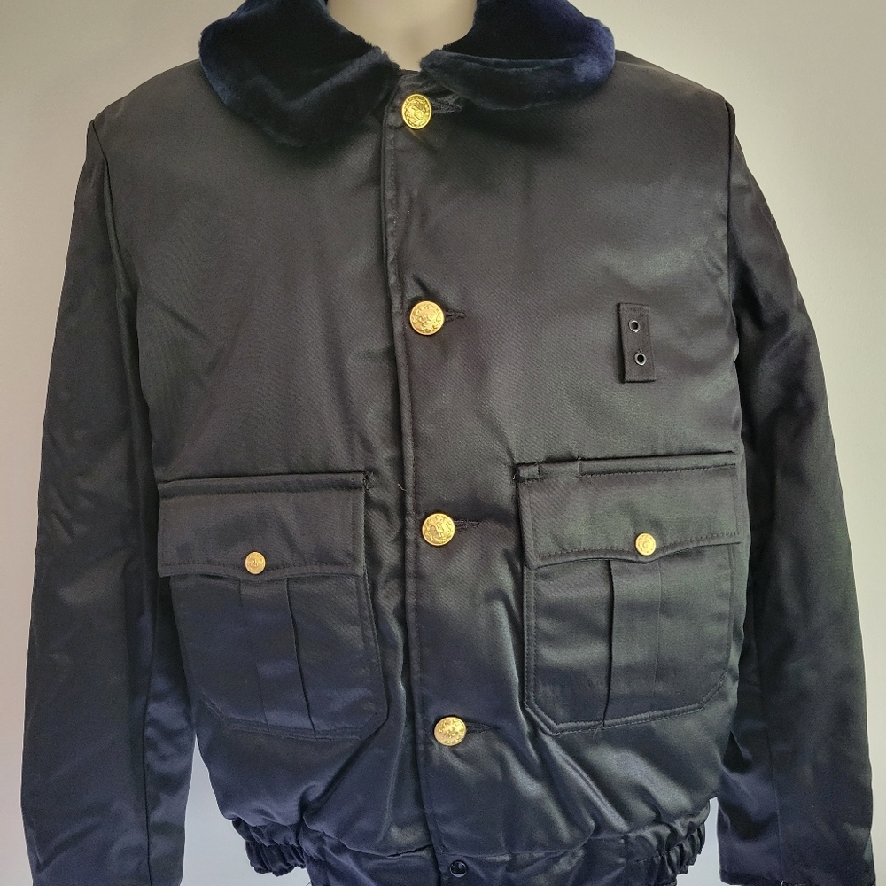 Police Coat Jacket  Vintage Quality Fur Warm Many Sizes BLACK